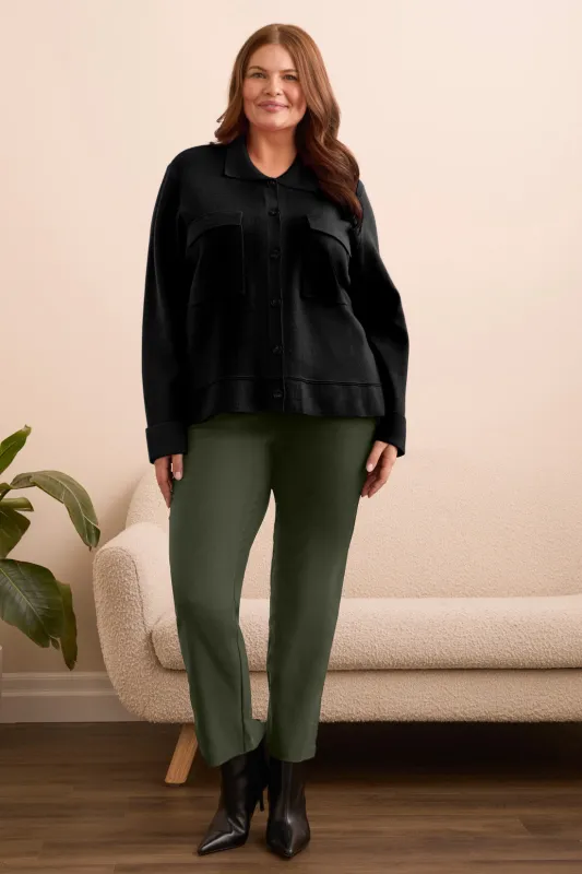 Double Knit Button-Front Cardigan-Black sold by Tribal