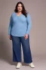 Brushed Waffle Knit Henley Long Sleeve Top-H denim sold by Tribal