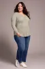 Brushed Waffle Knit Henley Long Sleeve Top-H oliveleaf sold by Tribal