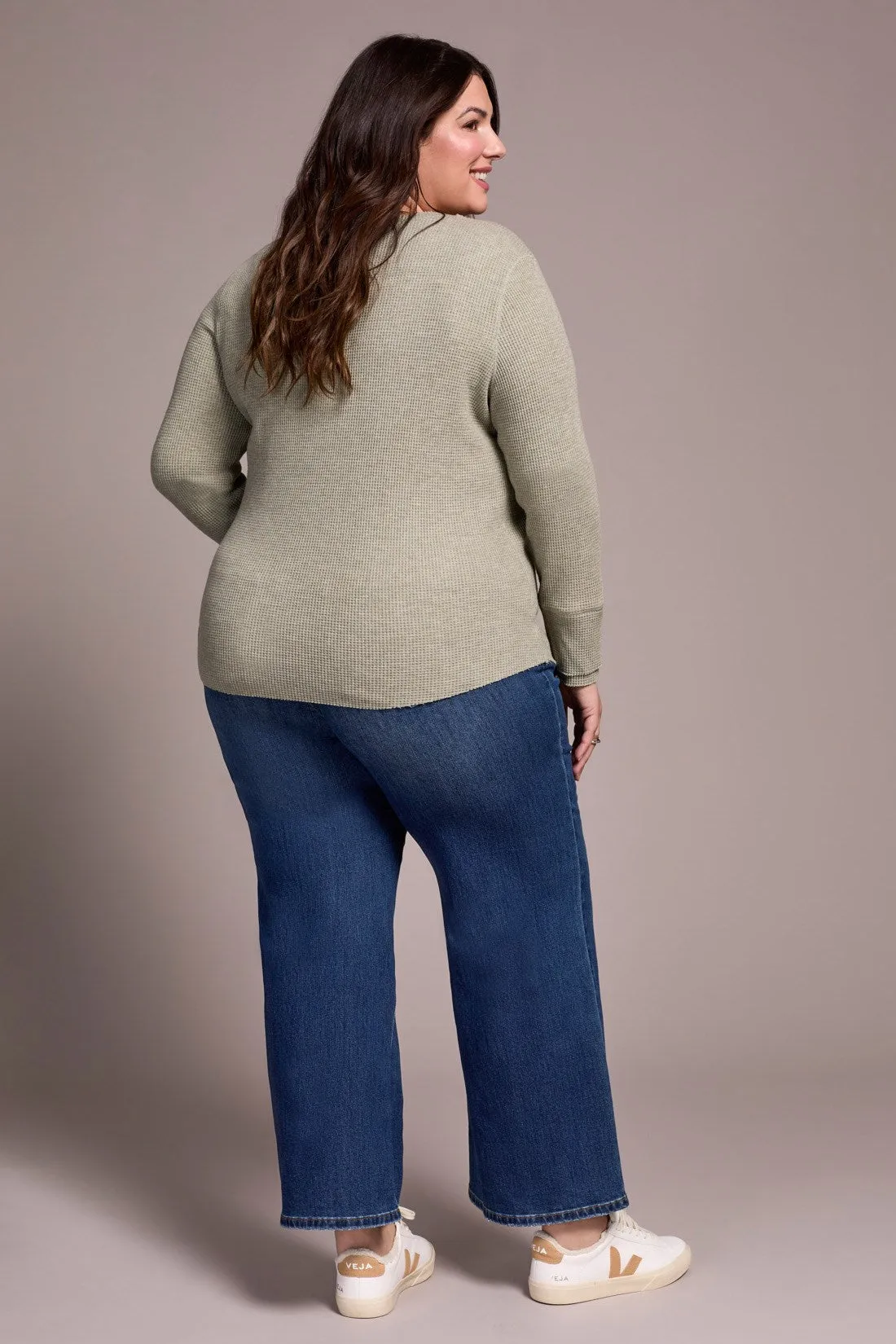 Brushed Waffle Knit Henley Long Sleeve Top-H oliveleaf sold by Tribal product image thumbnail 2