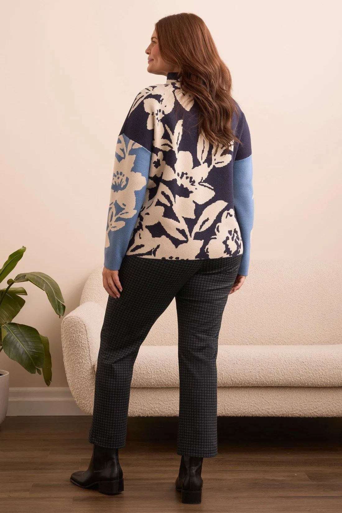 Knit Jacquard Funnel Neck Sweater-Sapphire sold by Tribal product image thumbnail 3