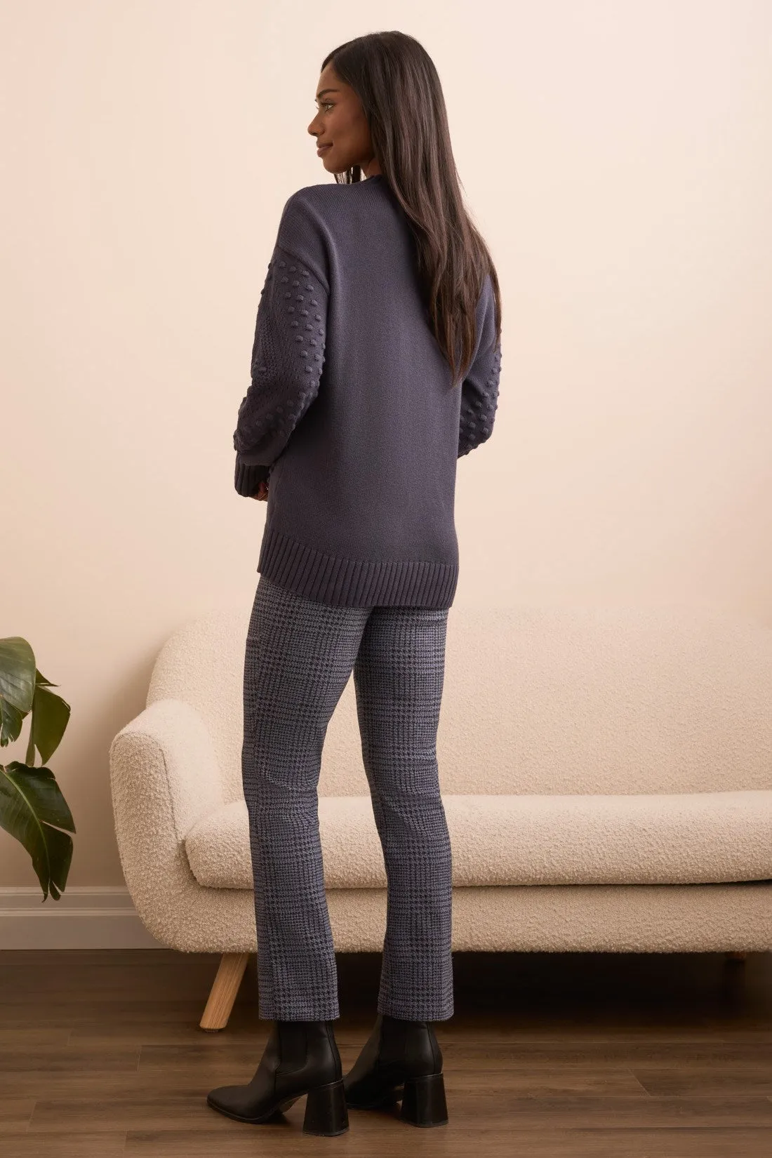 Textured Long Puff Sleeve Cotton Sweater-Sapphire sold by Tribal product image thumbnail 4