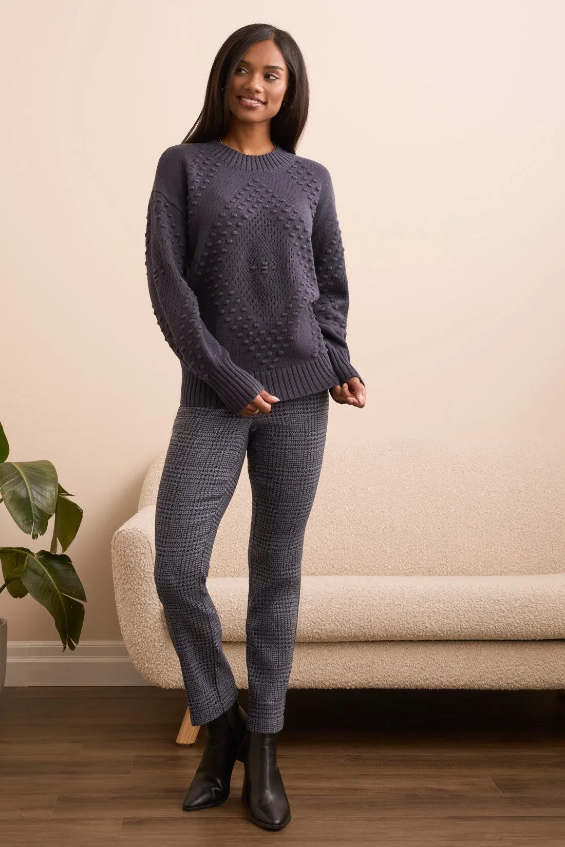 Textured Long Puff Sleeve Cotton Sweater-Sapphire sold by Tribal product image thumbnail 2