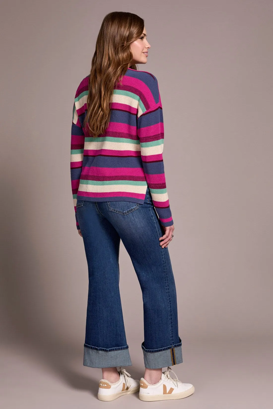 Combed Cotton U-Neck Waffle Sweater-Pink flambe sold by Tribal product image thumbnail 3