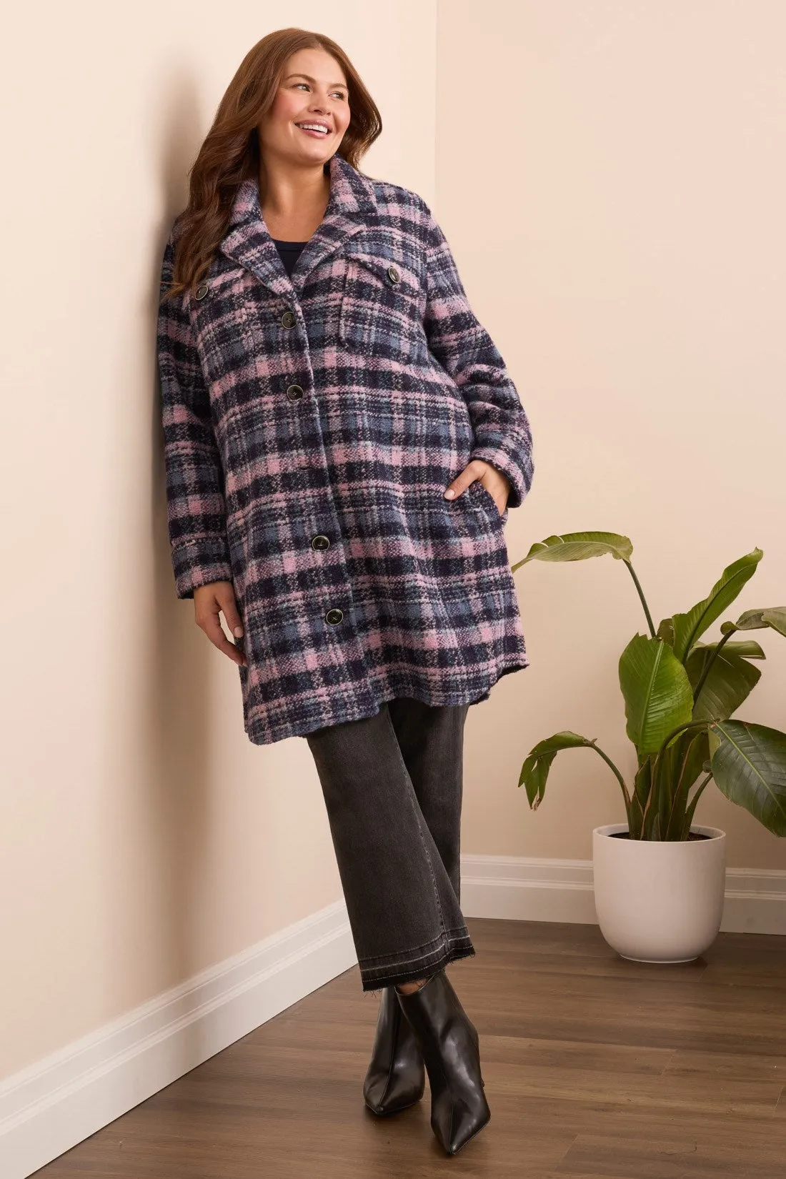 Tweed Plaid Shacket-Vintagelilac sold by Tribal