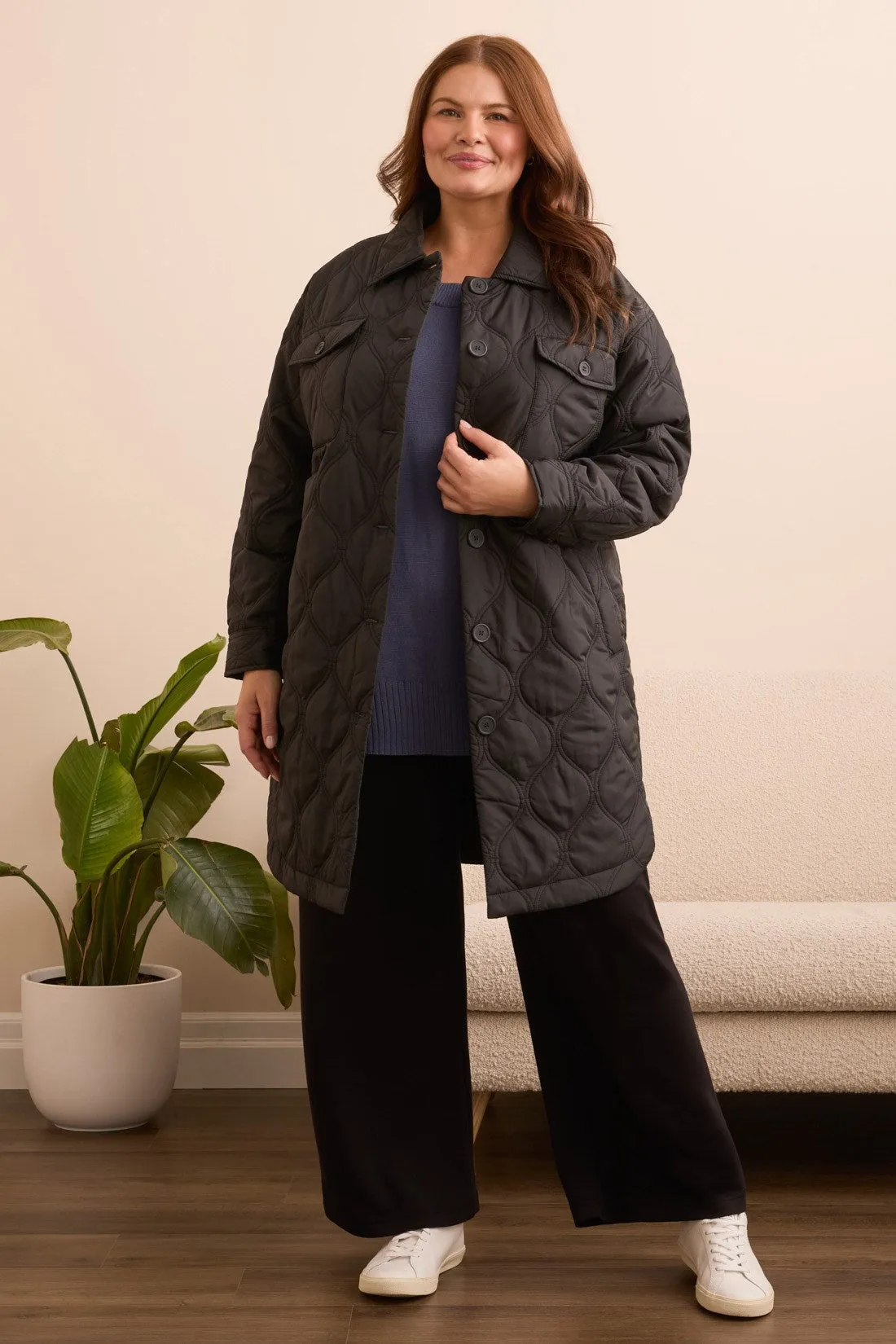 Timeless Quilted Button-Front Jacket-Black sold by Tribal product image thumbnail 3