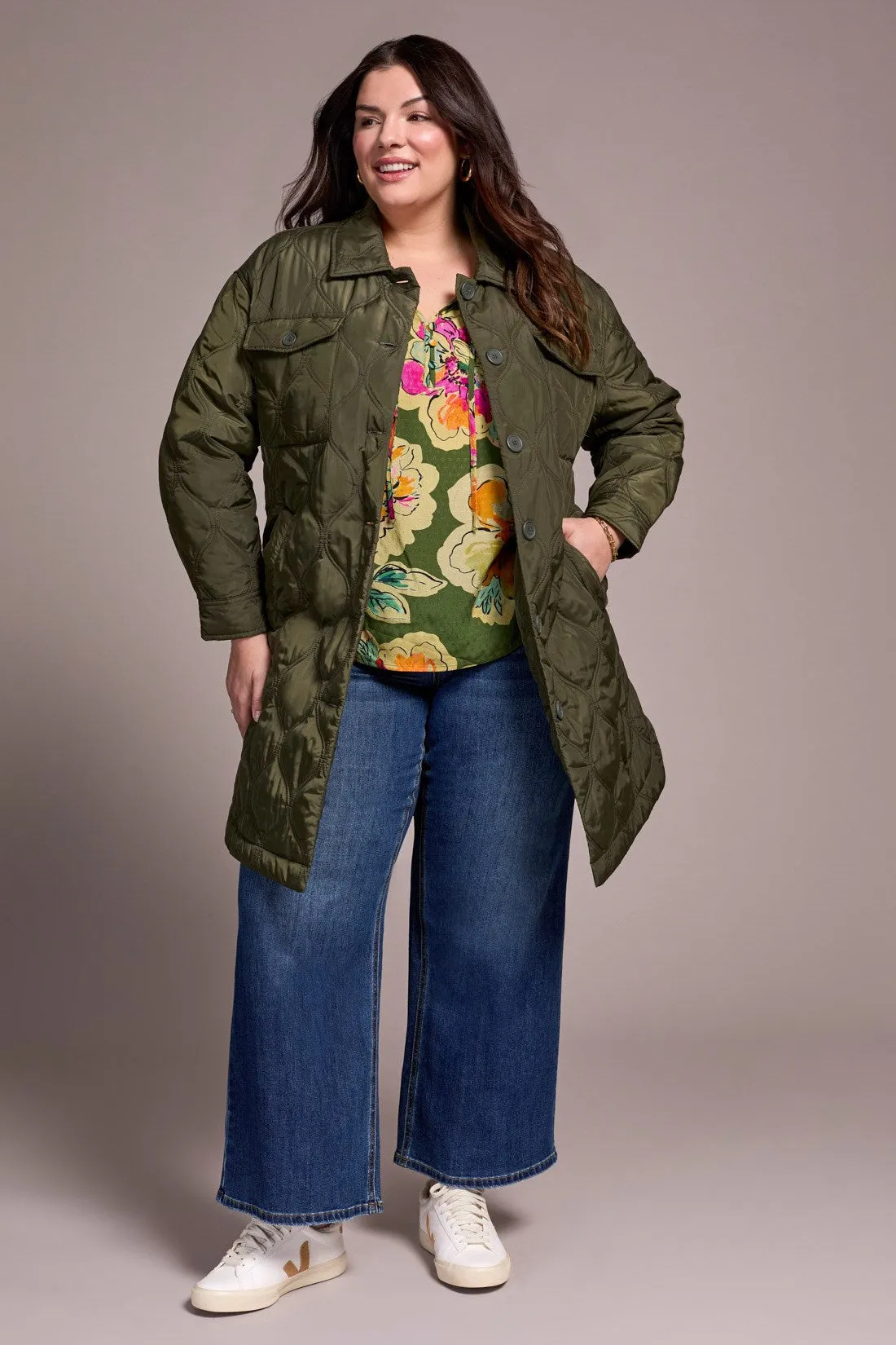 Timeless Quilted Button-Front Jacket-Spruce sold by Tribal product image thumbnail 2