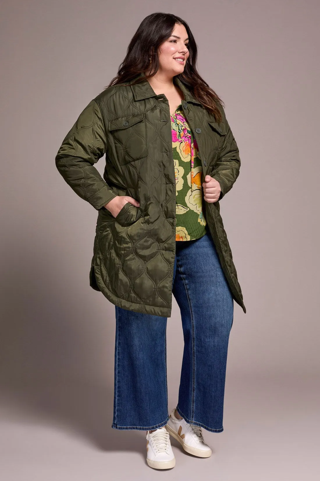 Timeless Quilted Button-Front Jacket-Spruce sold by Tribal product image thumbnail 3