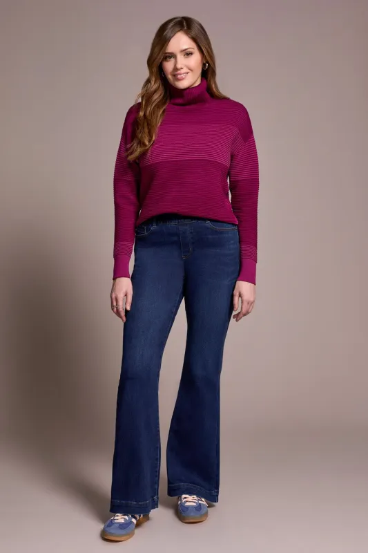 Audrey Boundless Stretch Denim Pull-On Flare Jeans-Darknight sold by Tribal