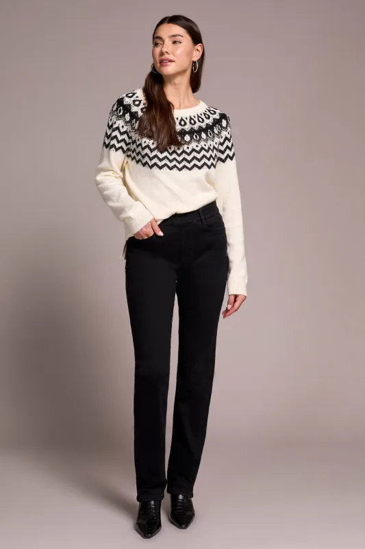 Sophia Curvy Boundless Stretch Denim Pull-On Straight Leg Jeans-Black sold by Tribal