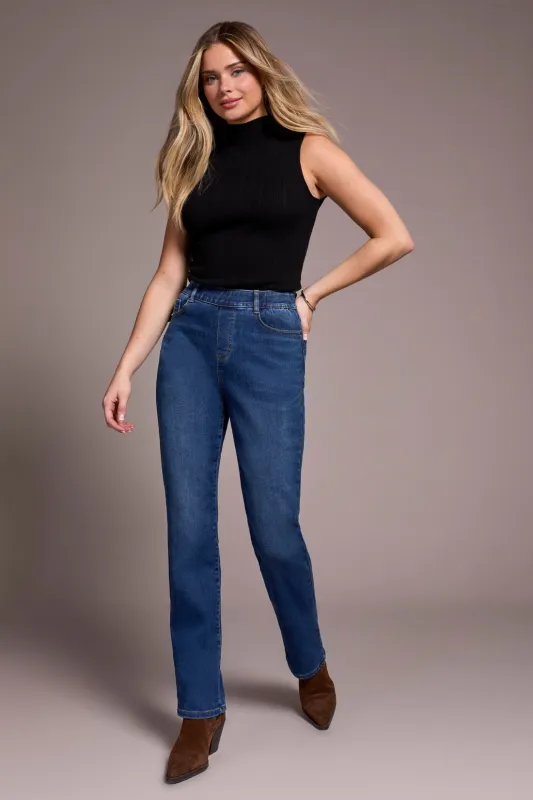Sophia Curvy Boundless Stretch Denim Pull-On Straight Leg Jeans-Darknight sold by Tribal