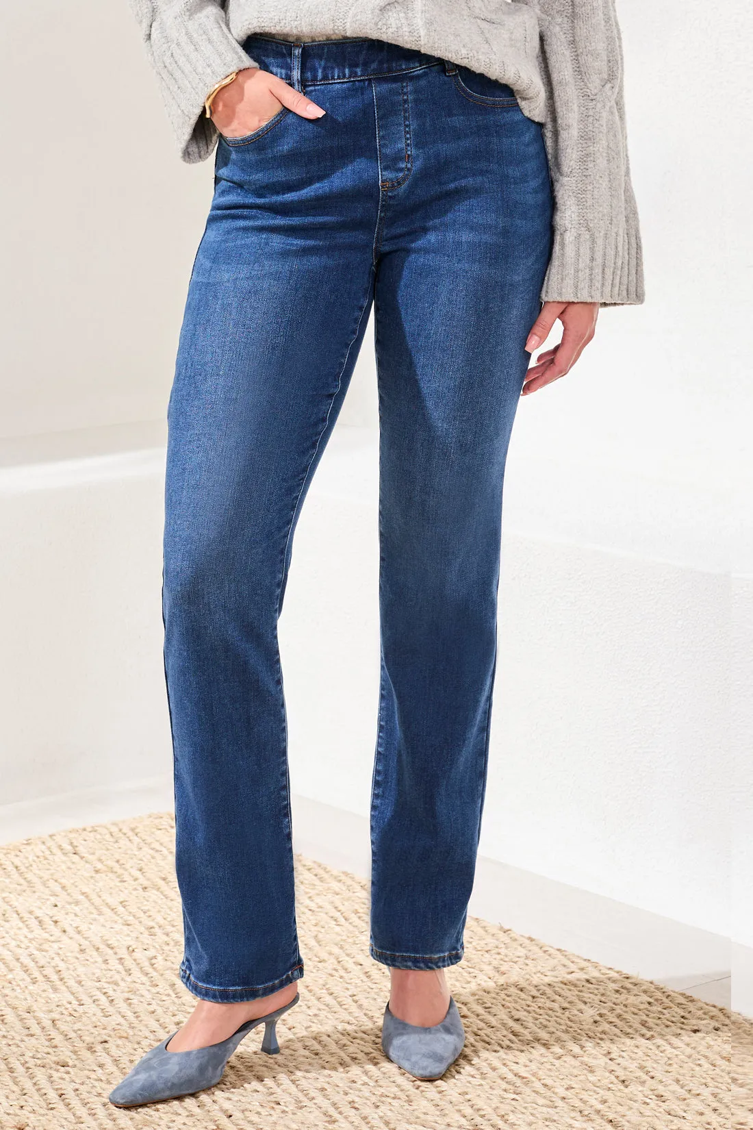 Sophia Curvy Boundless Stretch Pull-On Straight Leg Jeans-Fadedblue sold by Tribal product image thumbnail 3