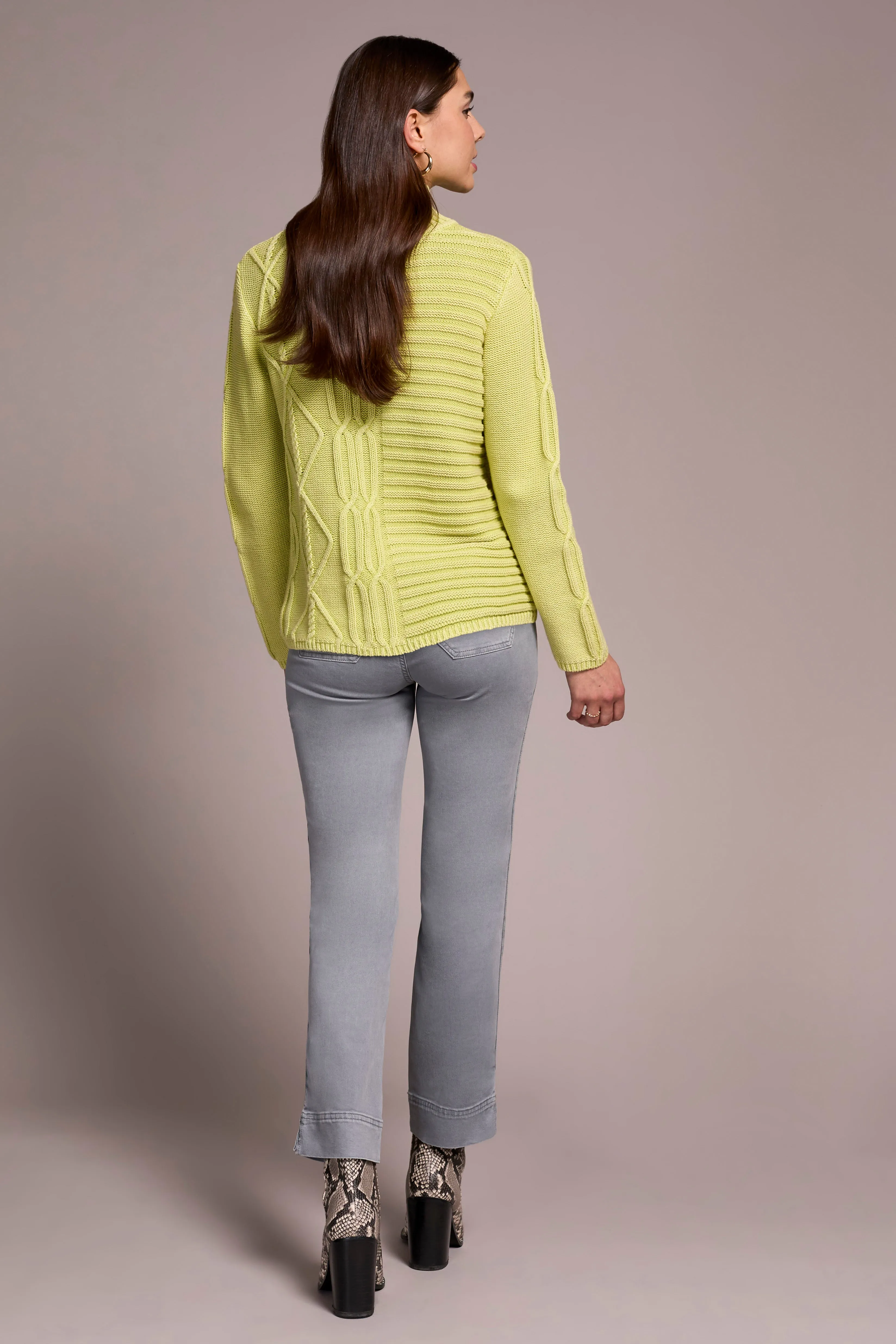 Vintage Washed Cable Knit Mock Neck Sweater-Limemist sold by Tribal product image thumbnail 2