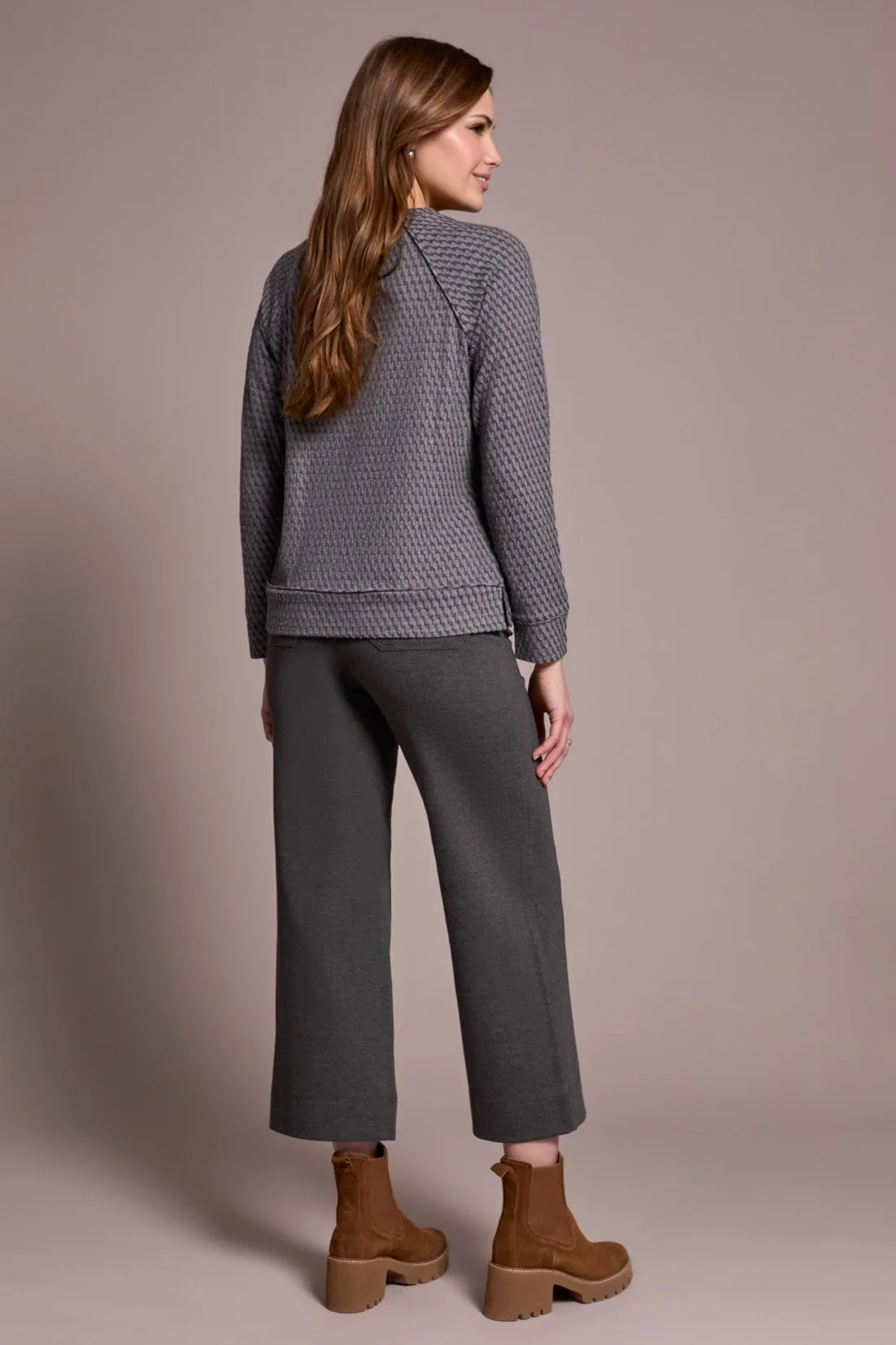 Textured Knit Crew Neck Raglan Sleeve Knit Top-Charcoal sold by Tribal product image thumbnail 2