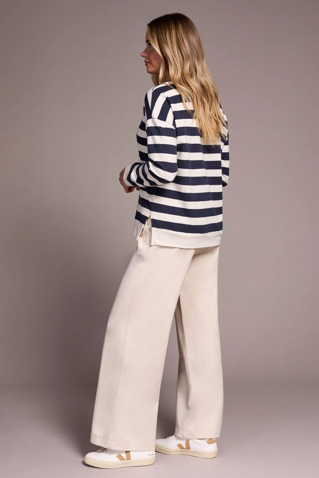 French Terry Stitch-Accent Zip Funnel Neck Sweater-Sapphire sold by Tribal product image thumbnail 2