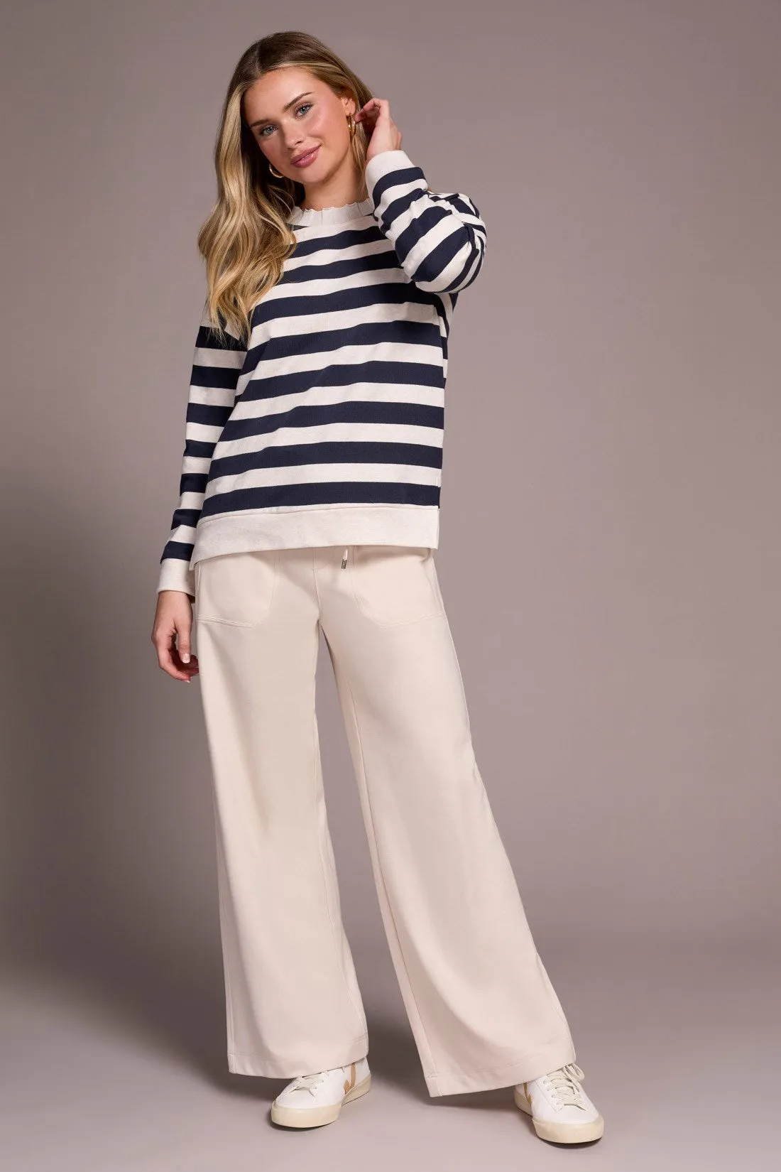 French Terry Stitch-Accent Zip Funnel Neck Sweater-Sapphire sold by Tribal product image thumbnail 3