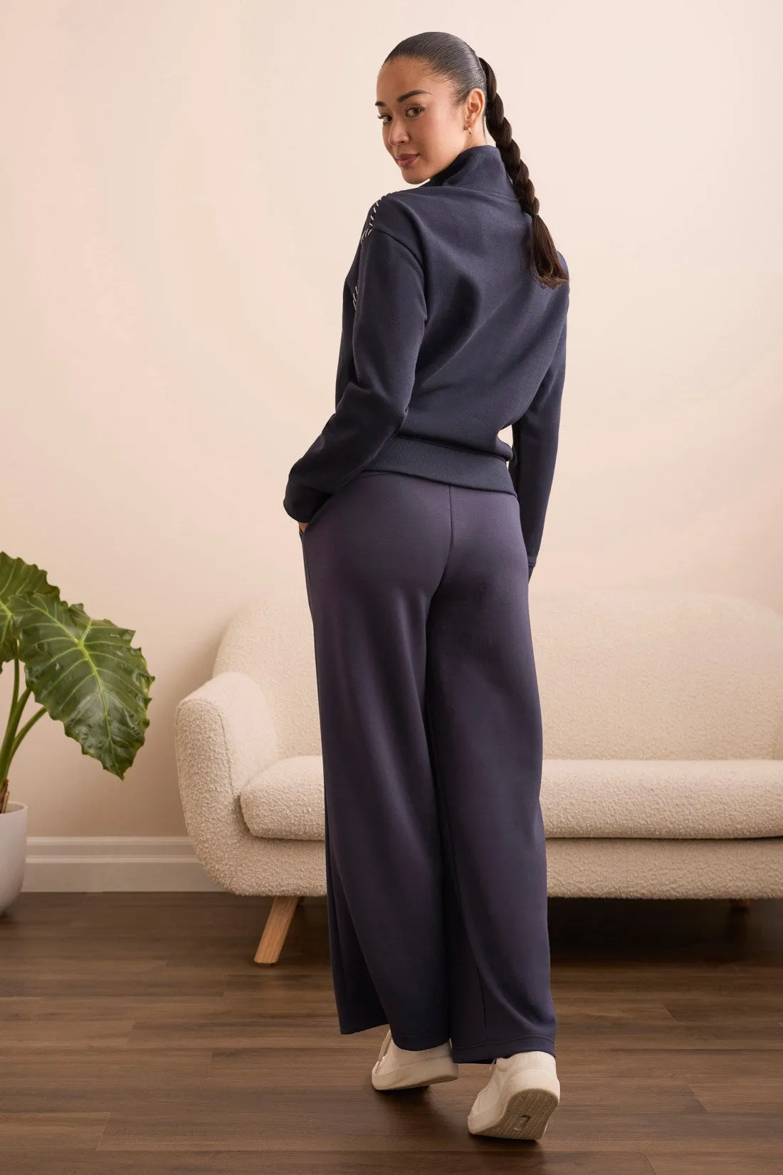 French Terry Stitch-Accent Zip Funnel Neck Sweater-Sapphire sold by Tribal product image thumbnail 2