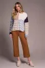 Multi Stripe Textured Boat Neck Sweater-Sandstone sold by Tribal