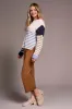 Multi Stripe Textured Boat Neck Sweater-Sandstone sold by Tribal