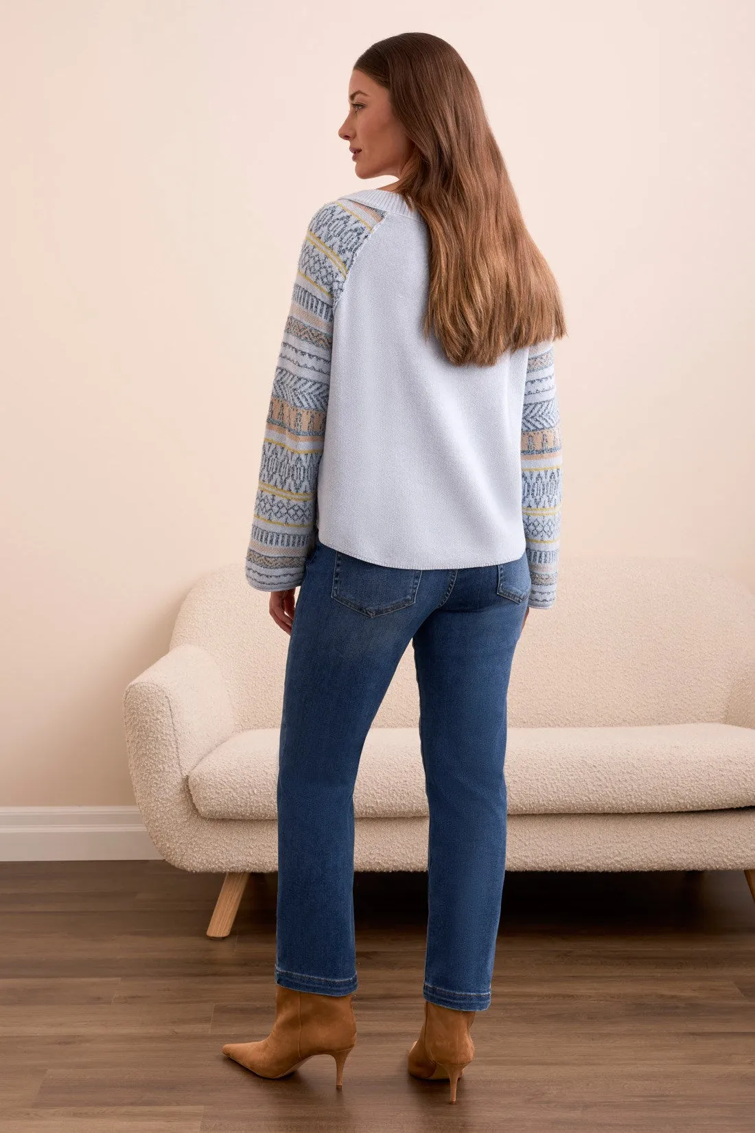 Novelty Mixed Scoop Neck Sweater-Chambray sold by Tribal product image thumbnail 4