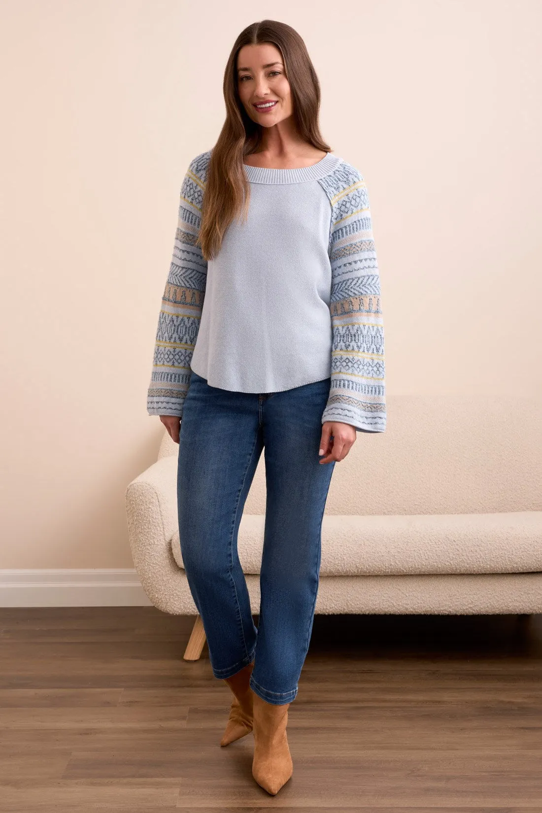 Novelty Mixed Scoop Neck Sweater-Chambray sold by Tribal product image thumbnail 2