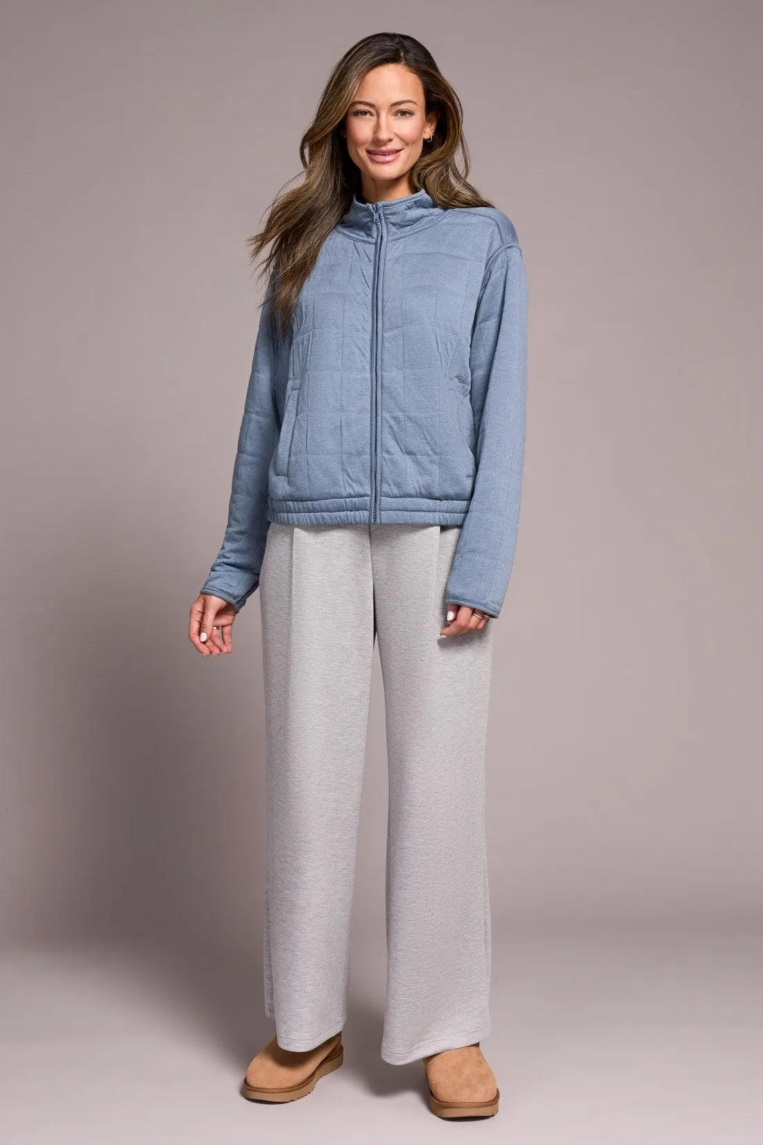 Quilted Lightweight Zip-Front Mock Neck Jacket-Slateblue sold by Tribal product image thumbnail 3