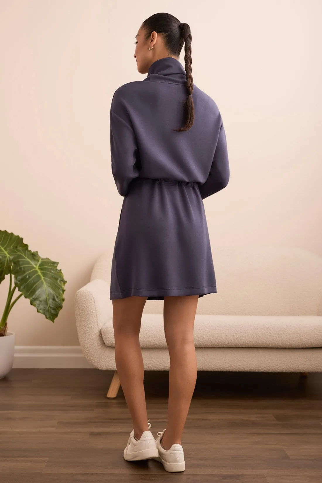 Techno Lux 3/4 Sleeve Funnel Neck Dress With Drawcord-Sapphire sold by Tribal product image thumbnail 4