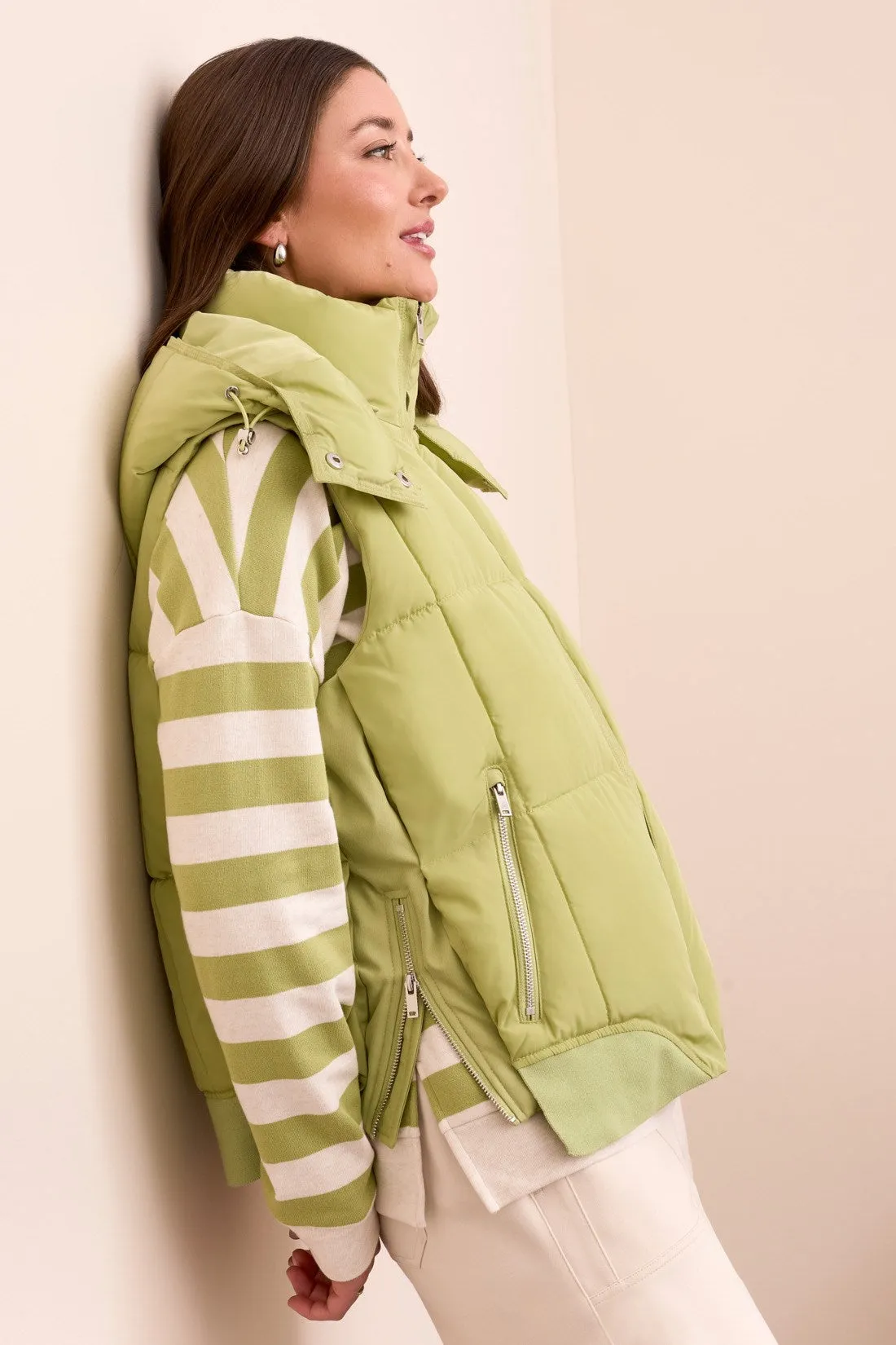 Quilted Puffer Vest With Removable Hood-Wasabi sold by Tribal product image thumbnail 3