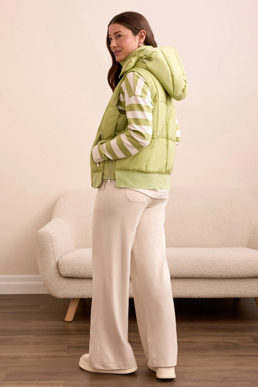 Quilted Puffer Vest With Removable Hood-Wasabi sold by Tribal product image thumbnail 4