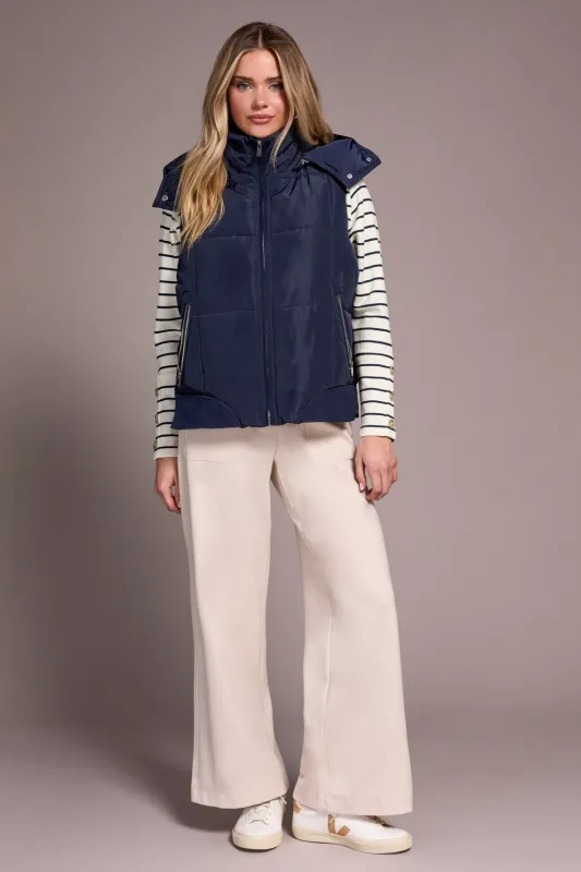 Quilted Puffer Vest With Removable Hood-Sapphire sold by Tribal