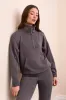 Techno Lux Rib Zip-Accent Mock Neck Sweater-Charcoal sold by Tribal