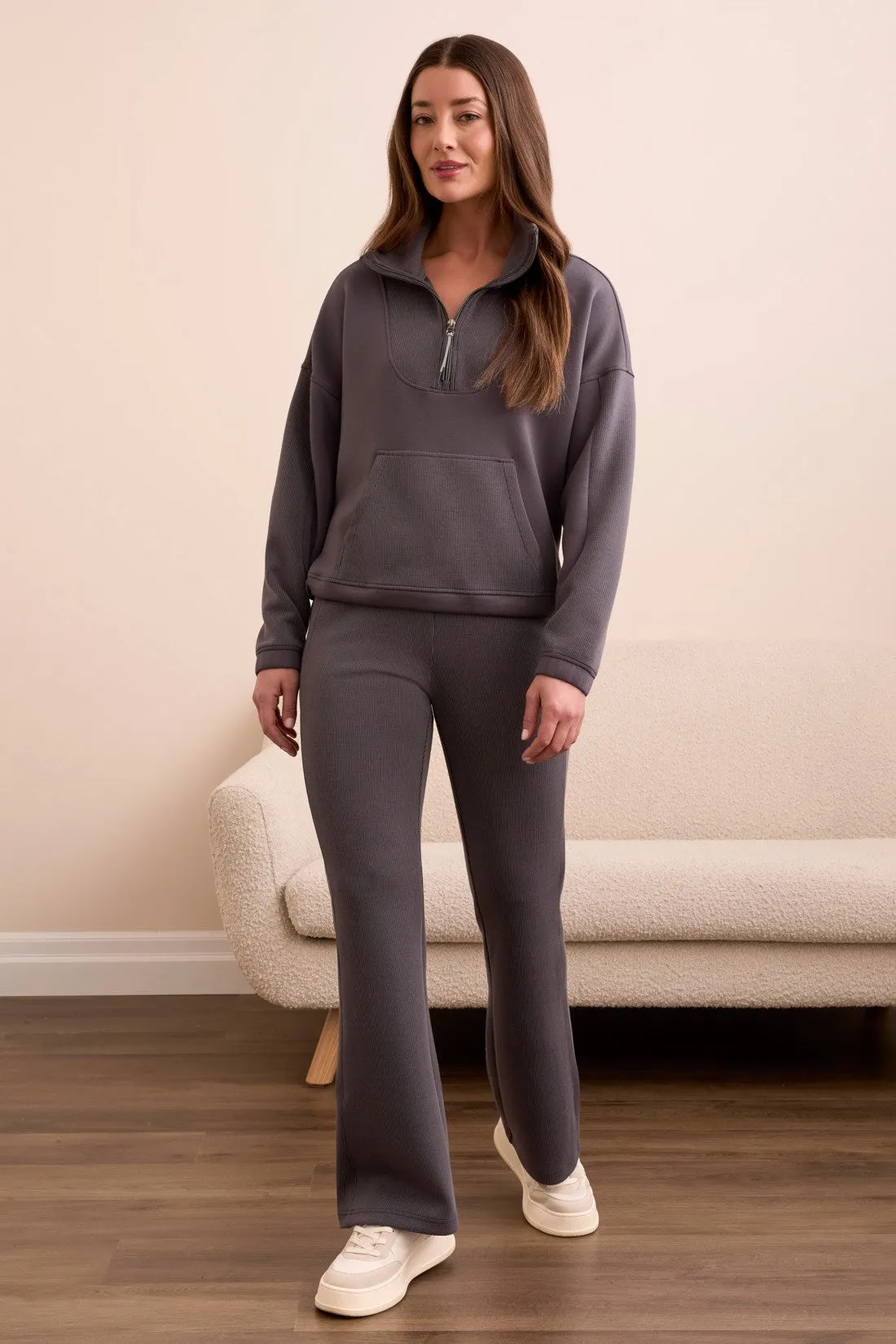 Techno Lux Rib Zip-Accent Mock Neck Sweater-Charcoal sold by Tribal