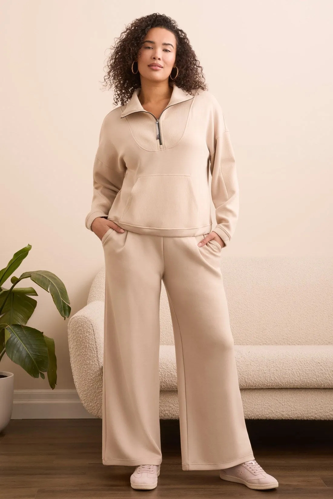 Techno Lux Rib Zip-Accent Mock Neck Sweater-Sandstone sold by Tribal product image thumbnail 2