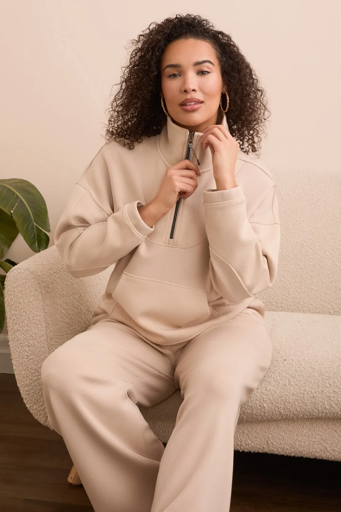 Techno Lux Rib Zip-Accent Mock Neck Sweater-Sandstone sold by Tribal product image thumbnail 3