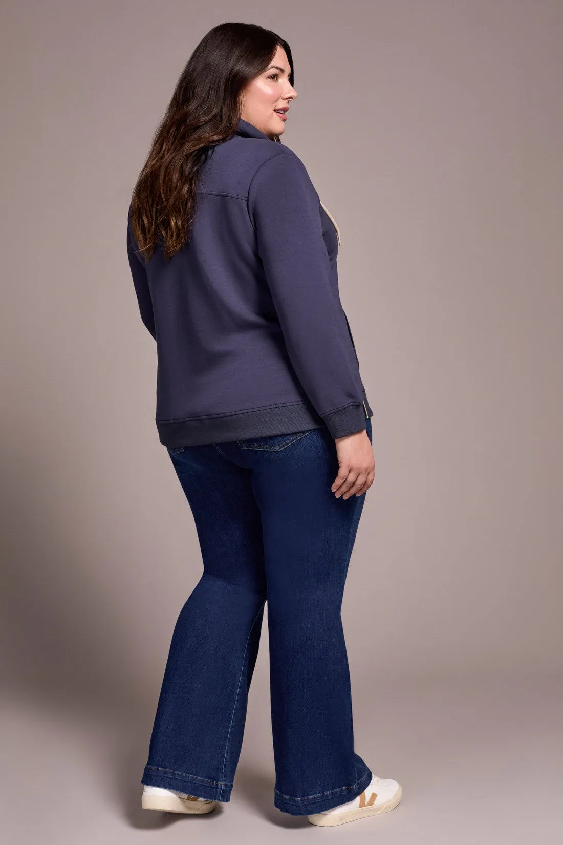 Techno Lux Textured Mock Neck Cardigan Vest-Sapphire sold by Tribal product image thumbnail 4