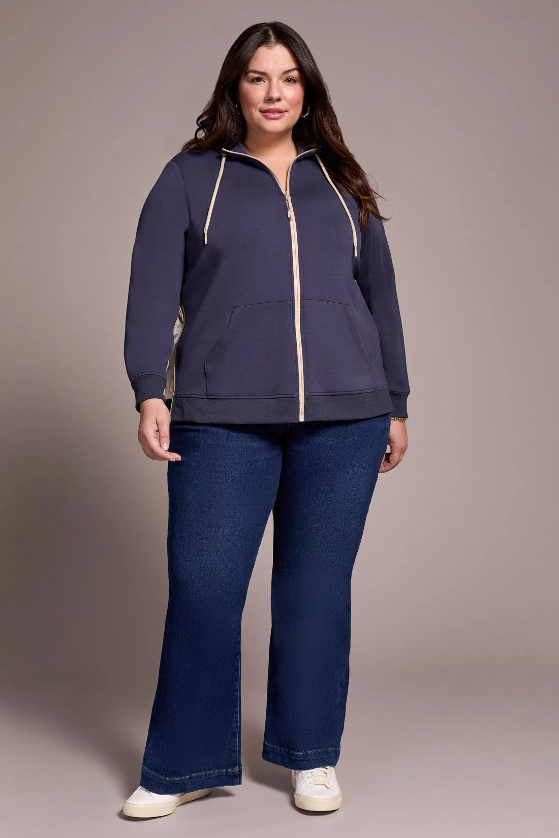 Techno Lux Textured Mock Neck Cardigan Vest-Sapphire sold by Tribal