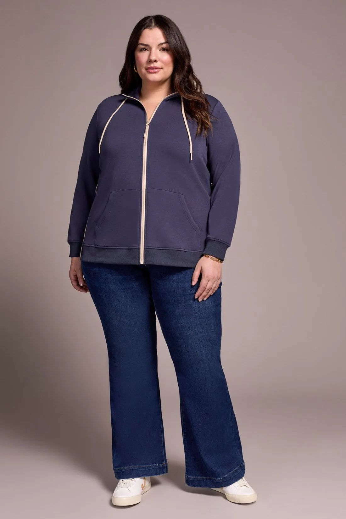 Techno Lux Textured Mock Neck Cardigan Vest-Sapphire sold by Tribal product image thumbnail 2