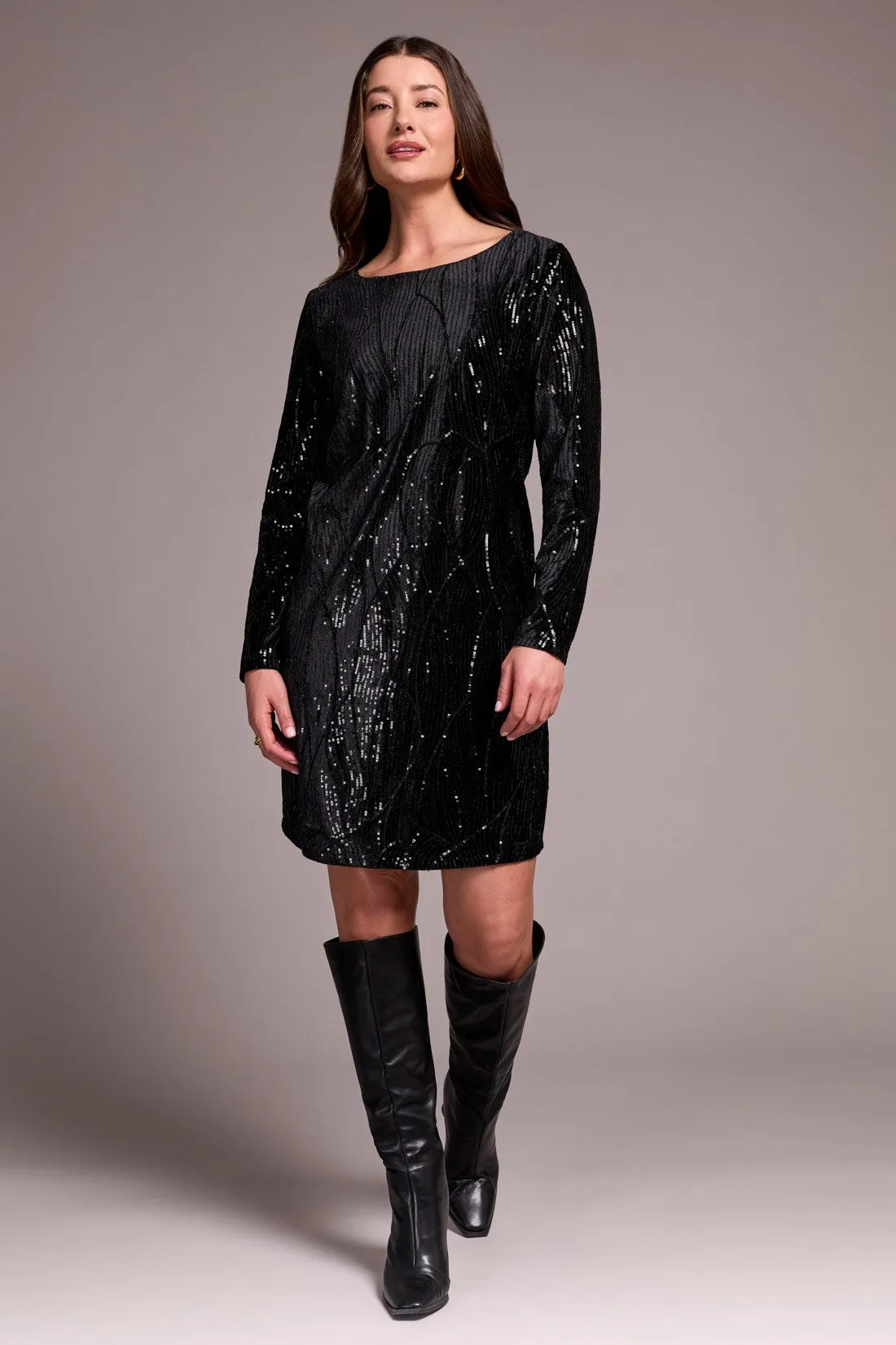 Sequin Velvet Lined A-Line Dress-Black sold by Tribal product image thumbnail 4