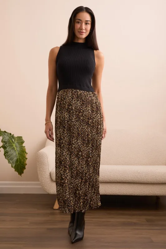 Sleeveless Twofer Lined Maxi Dress-Black sold by Tribal