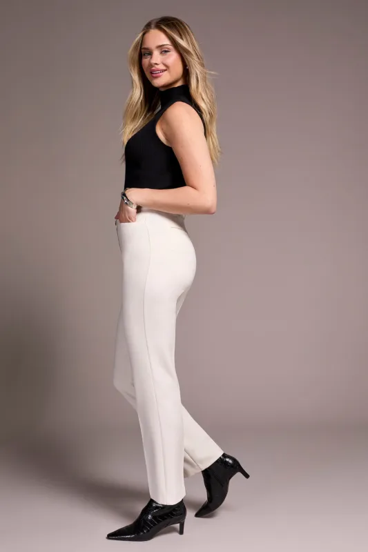 Petite Signature Luxury Twill Straight-Leg Trouser-Moonstone sold by Tribal