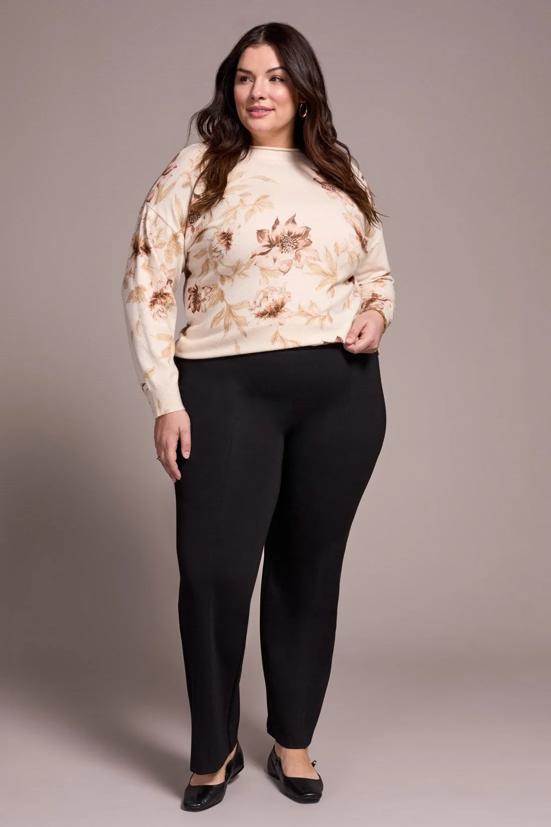 Signature Every Body Stretch Ponte Pull-On Pin Tuck Pants-Black sold by Tribal