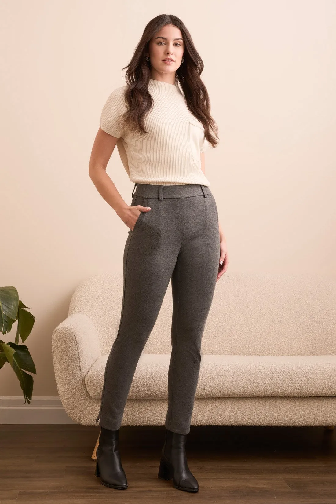 Signature Every Body Ponte Slim Cigarette Pull-On Pants-H charcoal sold by Tribal product image thumbnail 3