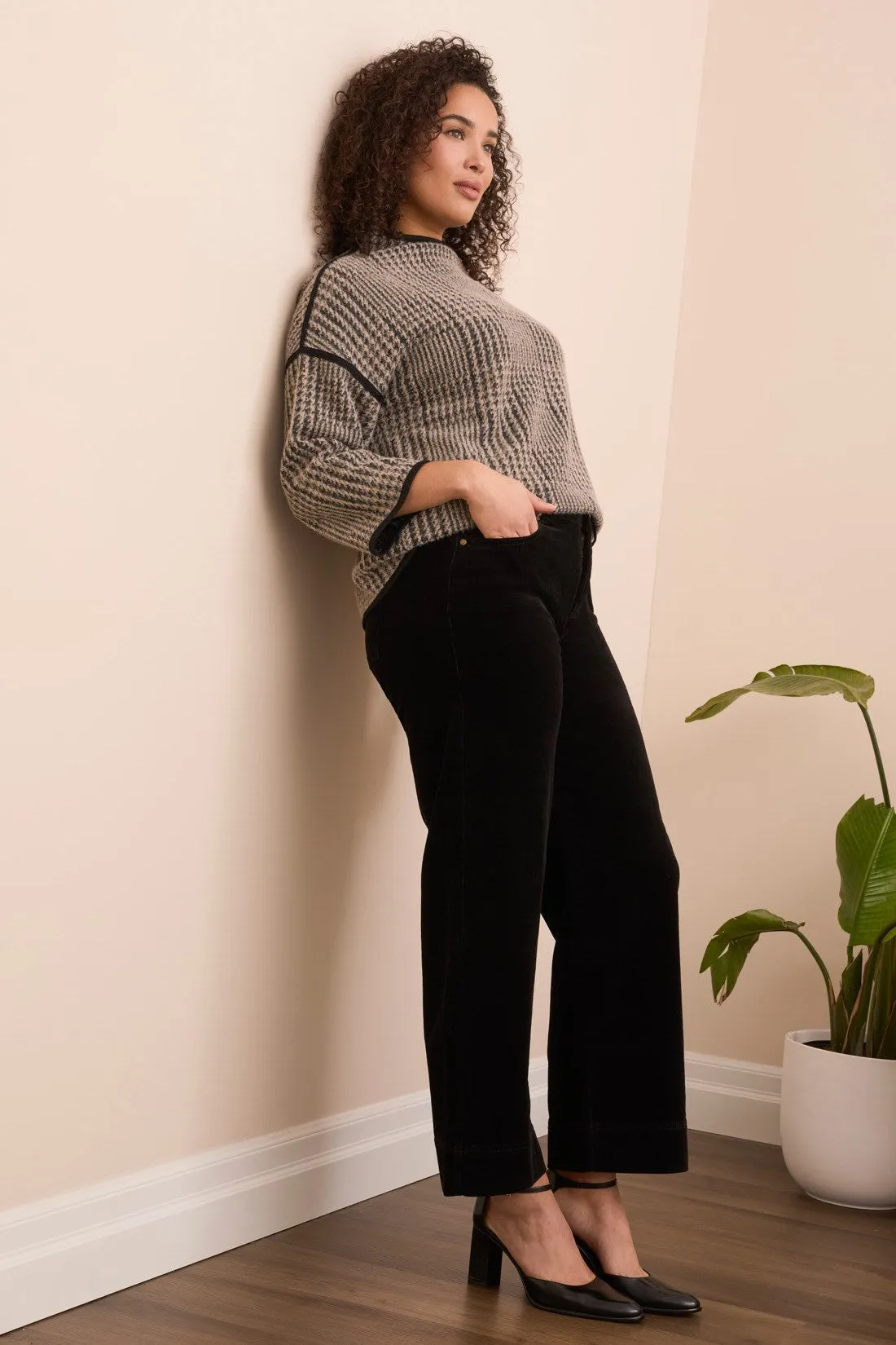 Soft Stretch Corduroy High Rise Ankle Pant-Black sold by Tribal product image thumbnail 3