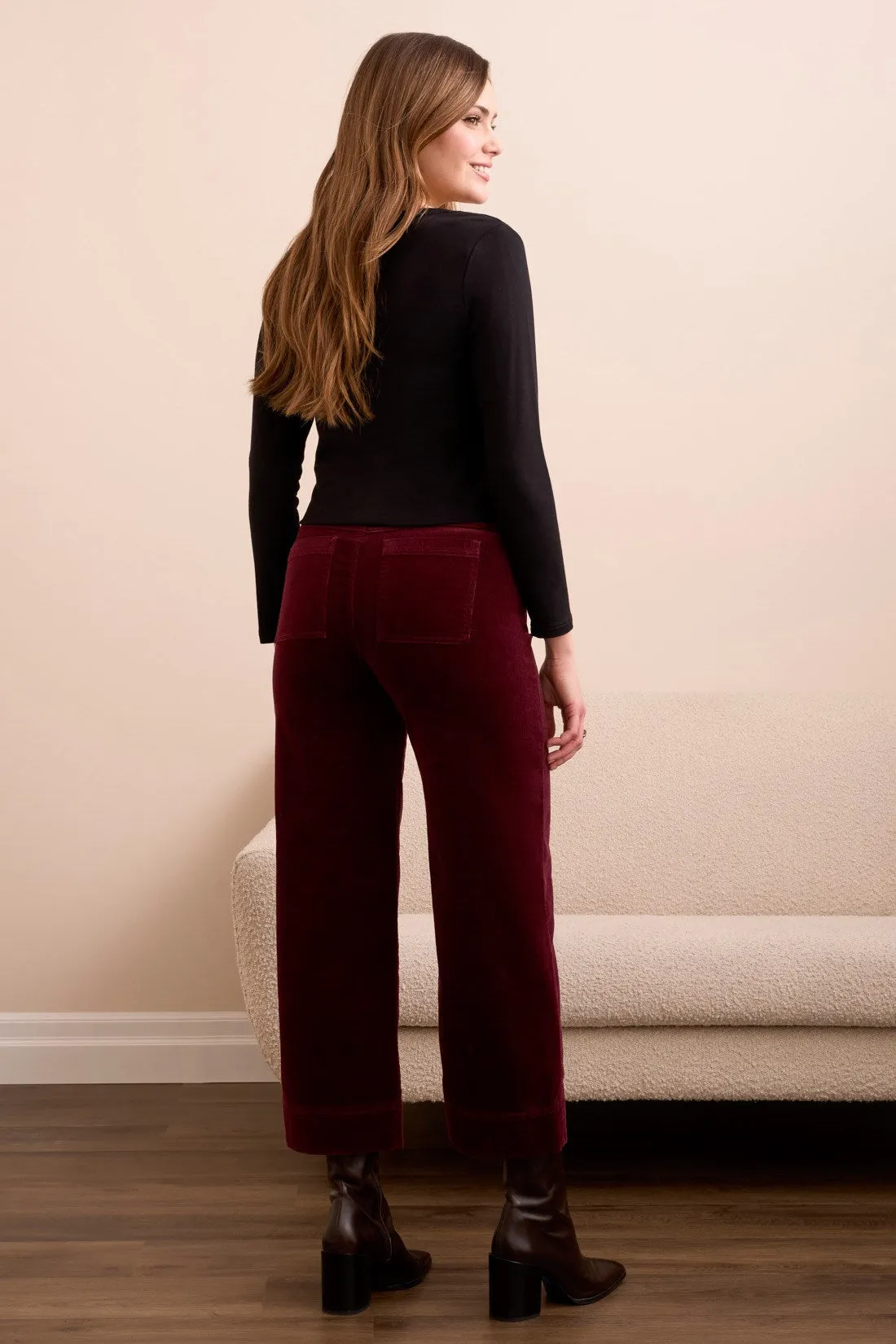 Soft Stretch Corduroy High Rise Ankle Pant-Wine sold by Tribal product image thumbnail 3