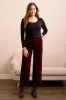 Soft Stretch Cordoroy High Rise Ankle Pant-Wine sold by Tribal