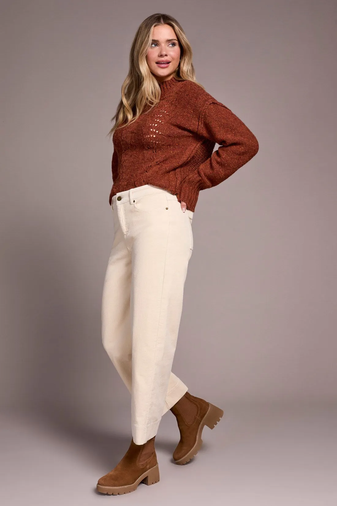 Soft Stretch Corduroy High Rise Ankle Pant-Moonstone sold by Tribal product image thumbnail 3