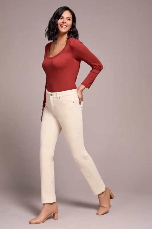 Straight Leg Stretch Cordoroy Pant-Moonstone sold by Tribal