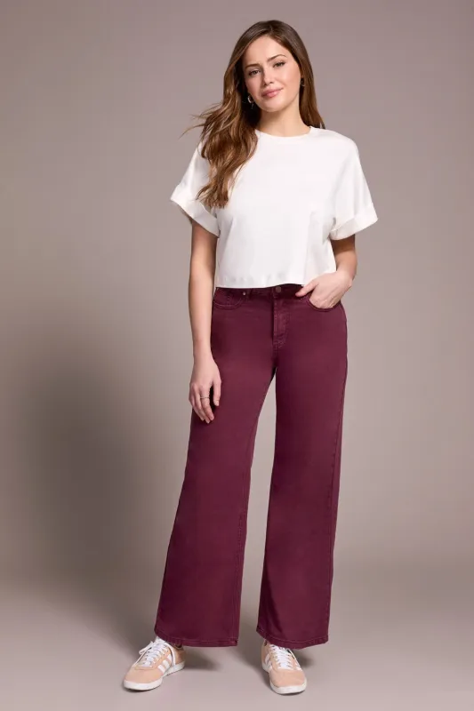Brooke High Rise Hugging Wide Leg Jeans-Passion plum sold by Tribal