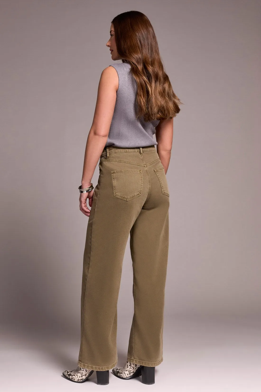 Brooke High Rise Hugging Wide Leg Jeans-Oliveleaf sold by Tribal product image thumbnail 4