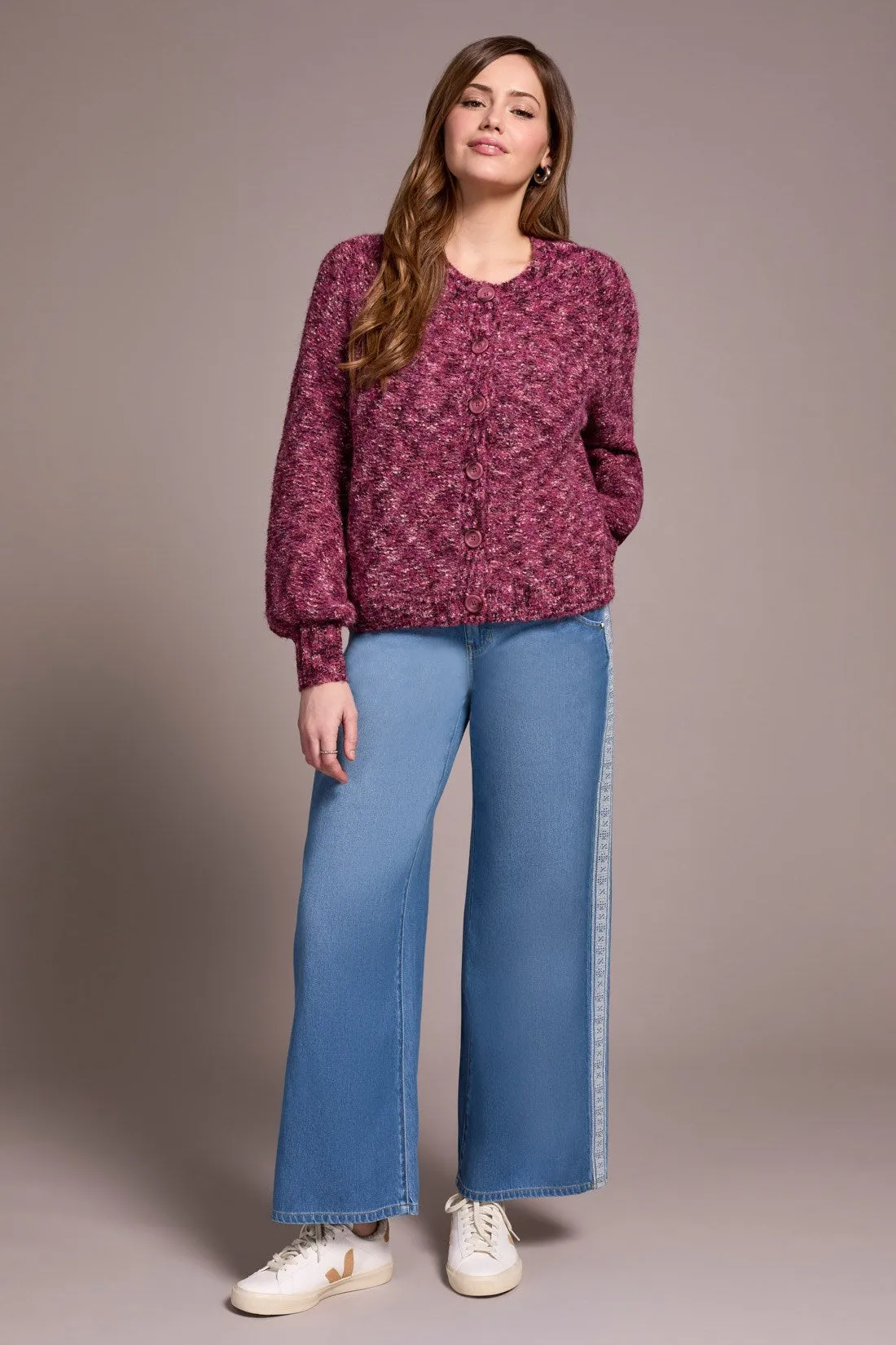 Button-Front Crew Neck Sweater Cardigan-M roseberry sold by Tribal product image thumbnail 2